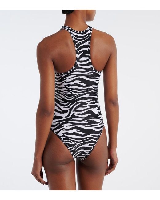 The Attico White Zebra-Print Swimsuit