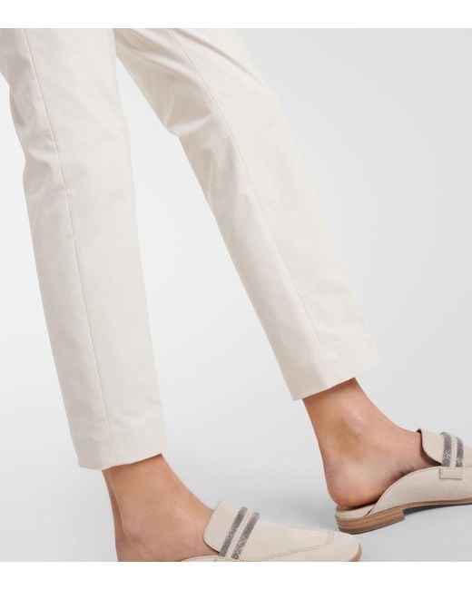 Brunello Cucinelli White Pull Up Low-Rise Slim Pants