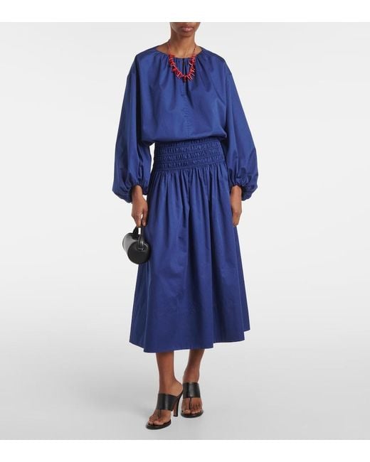 Jupe Midi Leonie En Satin De Coton Joseph en coloris Blue
