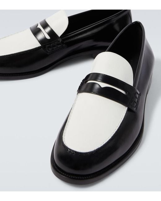 Manolo Blahnik Black Perry Leather Penny Loafers for men