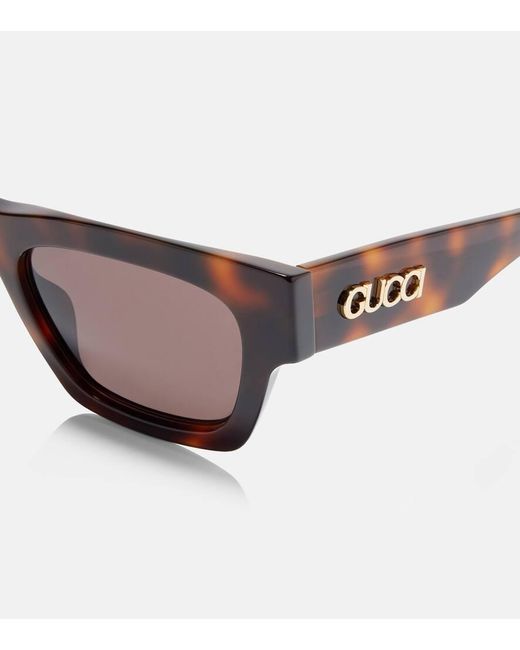 Occhiali Da Sole Squadrati Con Scritte di Gucci in Brown