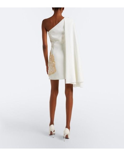 Rebecca Vallance White Sequined One-Shoulder Minidress