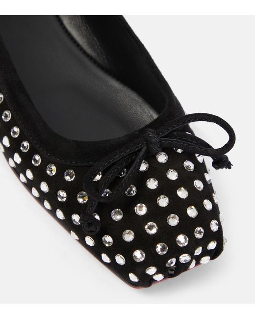 Christian Louboutin Black Mamadrague Strass Boum Suede Flat
