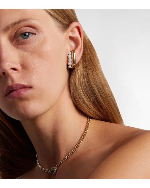 YEPREM Metallic Golden Strada 18Kt And 18Kt Clip-On Earrings With Diamonds