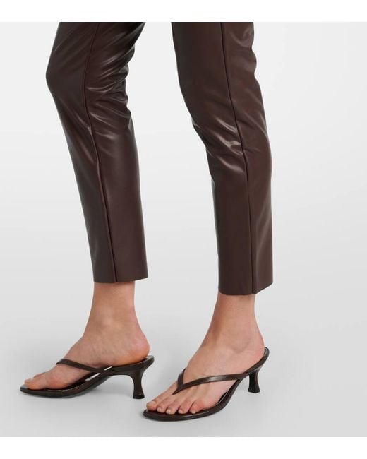 Norma Kamali Brown High-Rise Leggings Aus Lederimitat