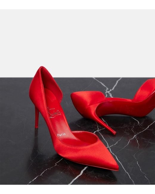 Christian Louboutin Red Iriza Silk-Satin Pumps