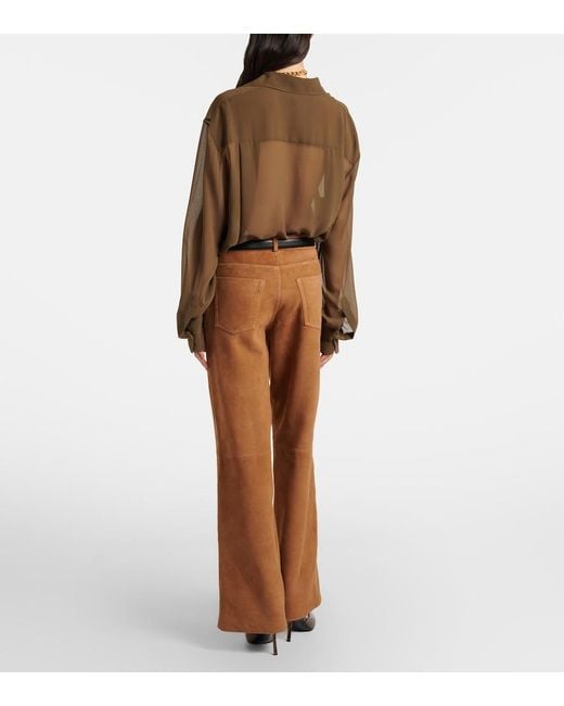Nour Hammour Brown Milo Suede Wide-Leg Pants