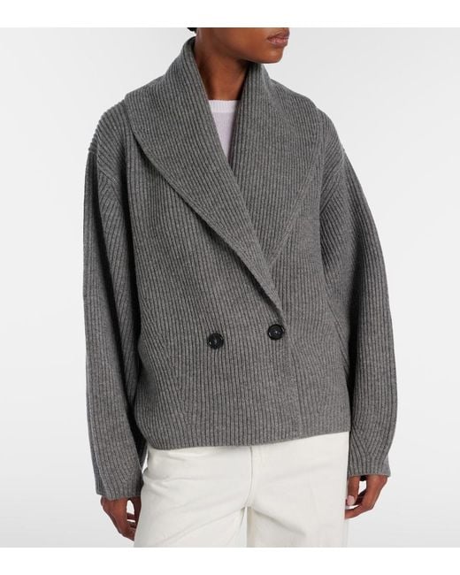 Totême Gray Wool-Blend Cardigan