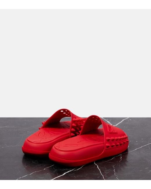 Christian Louboutin Red Take It Easy Slides