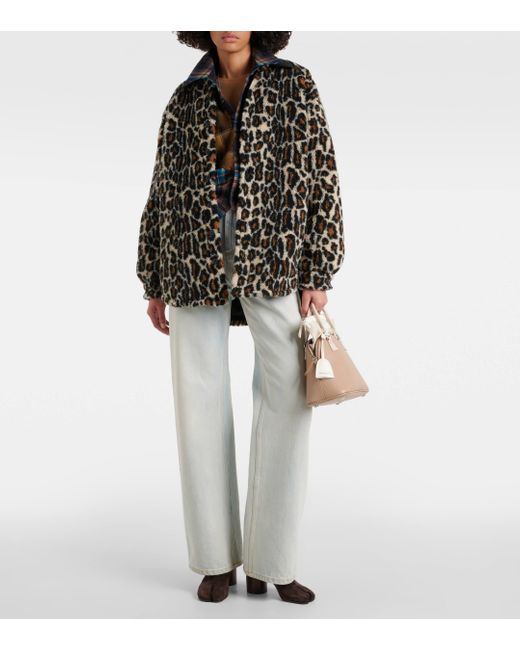 Maison Margiela Black Leopard-print Faux Fur Shirt