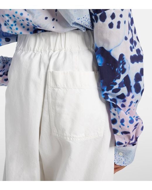 Dries Van Noten White Weite High-Rise-Hose Aus Denim