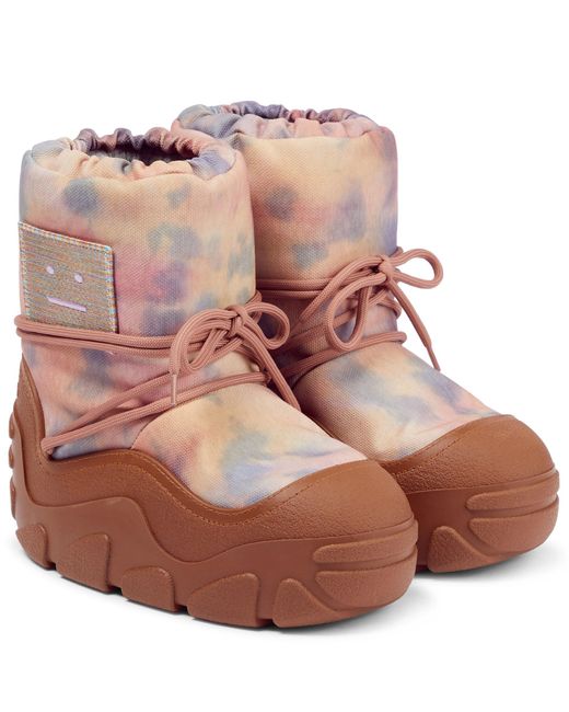 Acne Pink Face Printed Snow Boots