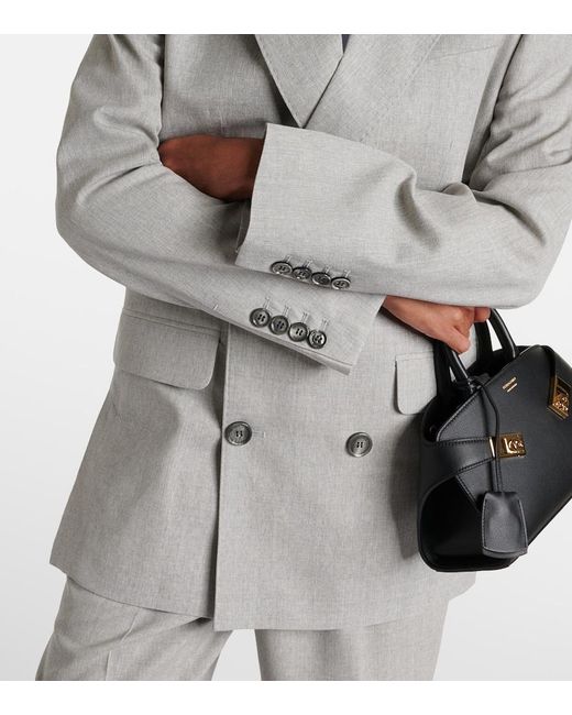 AMI Gray Double-Breasted Wool Blazer