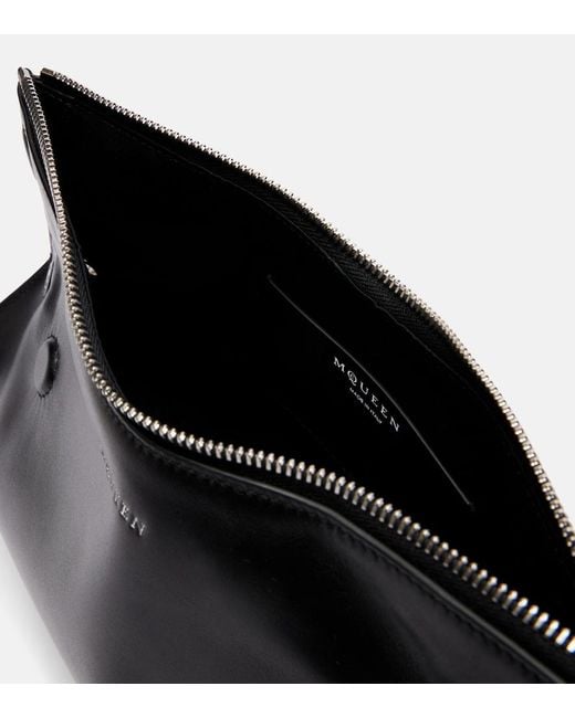 McQueen Black Manta Small Leather Clutch