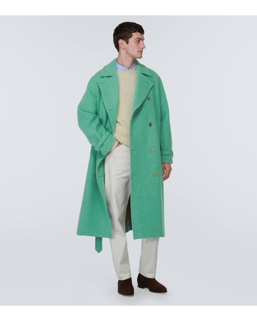 Auralee Trenchcoat Melton aus einem Alpakawollgemisch in Green für Herren