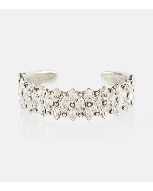 Isabel Marant White Celenia Crystal-Embellished Cuff Bracelet