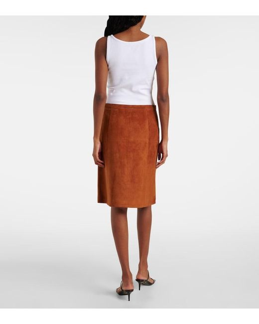 Versace Brown Suede Midi Skirt