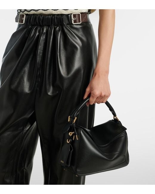 Loewe Black Featherlight Puzzle Large Leather Top-Handle Bag
