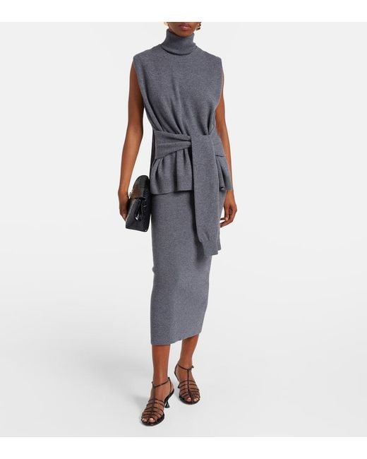 Rohe Gray Layered Wool And Cashmere-Blend Midi Dress