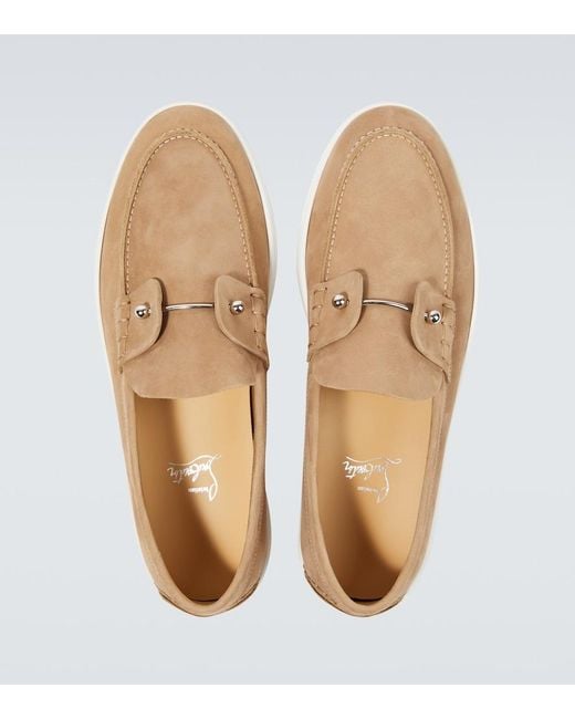 Christian Louboutin White Chambeliboat Leather Slip-On Shoes for men
