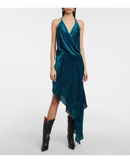 Petar Petrov Blue Asymmetric Midi Dress