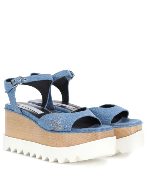 Stella McCartney Blue Elyse Denim Platform Sandals