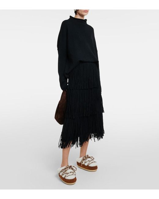 Moon Boot Brown Slippers Aus Veloursleder Mit Shearling