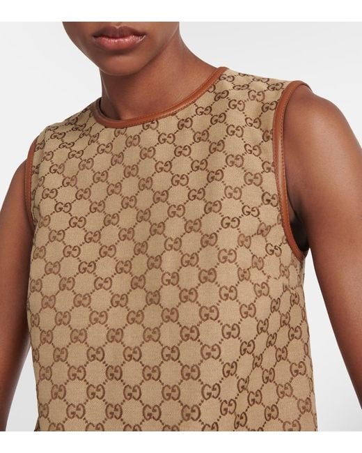 Gucci Brown Kleid Aus GG Canvas