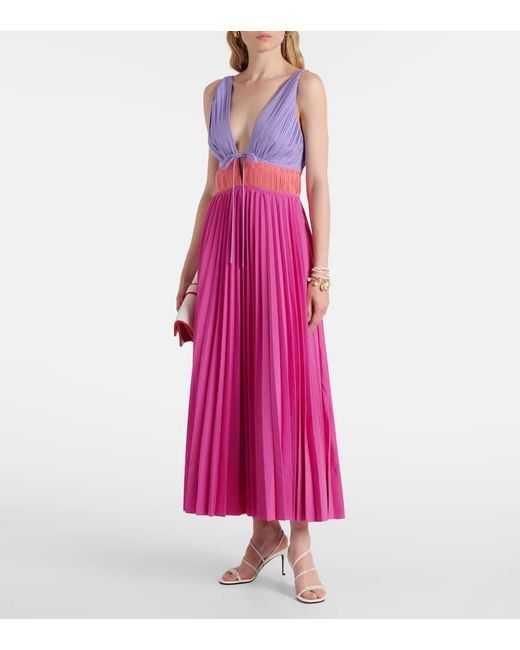 Jonathan Simkhai Pink Stephanie Pleated Poplin Midi Dress