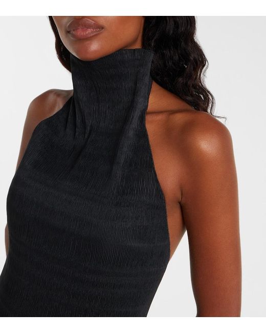 Magda Butrym Black Shirred Turtleneck Top