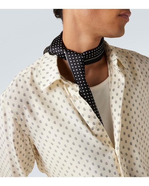 Tom Ford White Paisley Silk Crepe De Chine Shirt for men