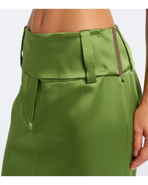 Sportmax Green Satin Midi Skirt