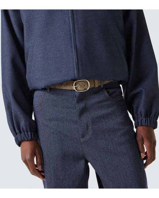 Bottega Veneta Green Intrecciato Suede Belt for men