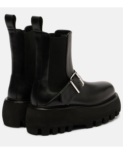Alexander McQueen Black Ankle Boots Sofa Buckle Aus Leder