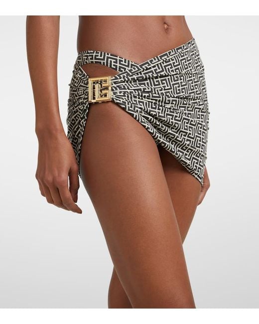 Balmain White Monogram Draped Beach Cover-Up