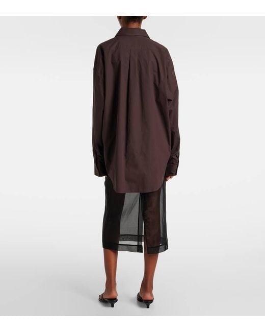 Frankie Shop Brown Ornella Oversized Cotton Shirt