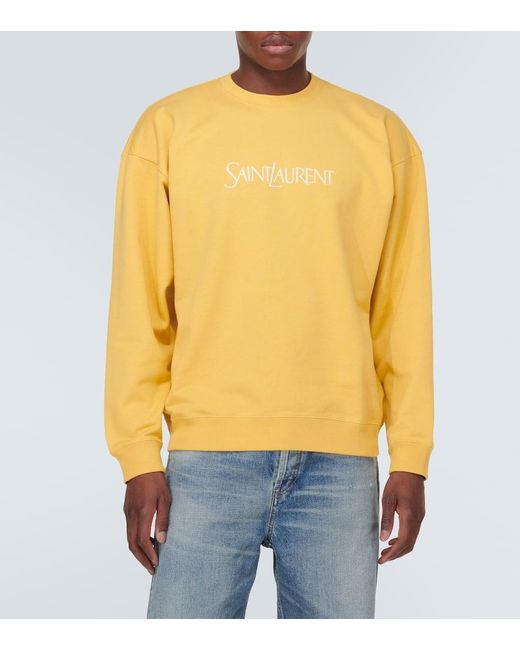 Saint Laurent Sweatshirt aus Baumwoll-Jersey mit Logostickerei in Yellow für Herren