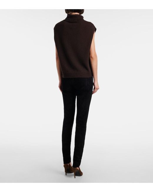 Stouls Black Carolyn Mid-Rise Suede Leggings