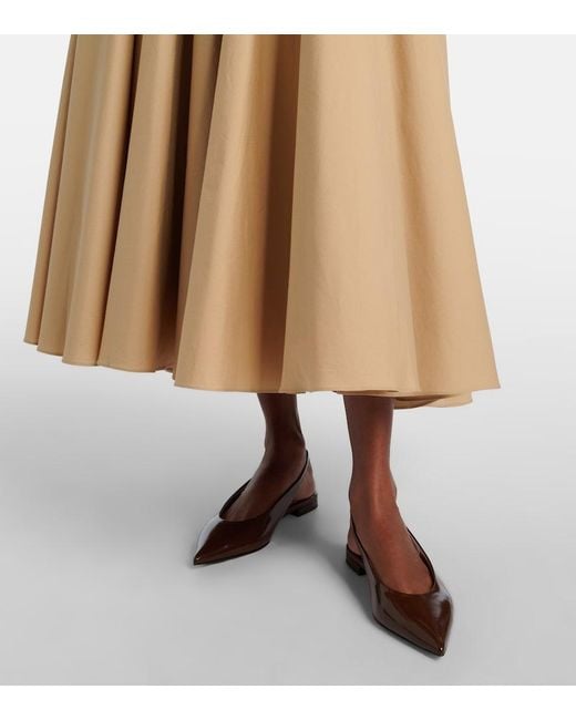 Gianvito Rossi Brown Patent Leather Slingback Flats