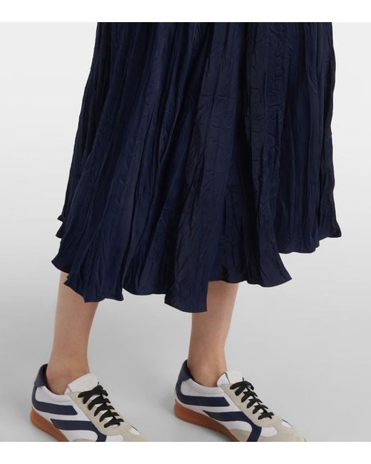 Polo Ralph Lauren Blue Crushed Satin Midi Skirt