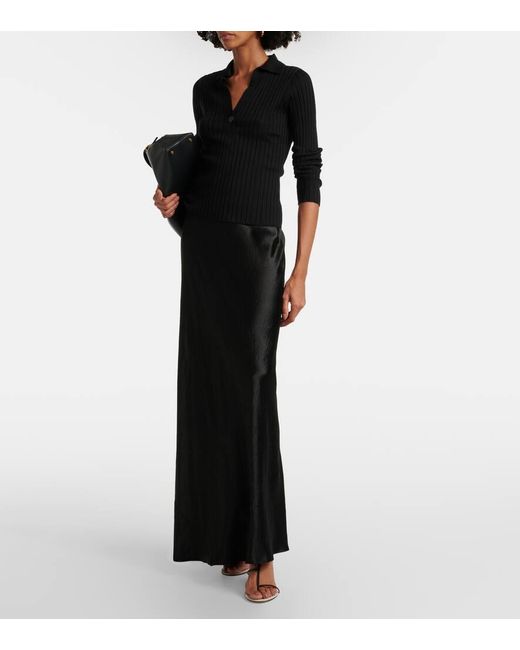 Vince Black High-Rise-Maxirock Aus Satin