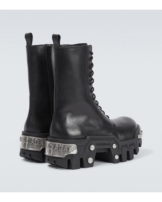 Balenciaga Black Bulldozer Lace-Up Boots for men