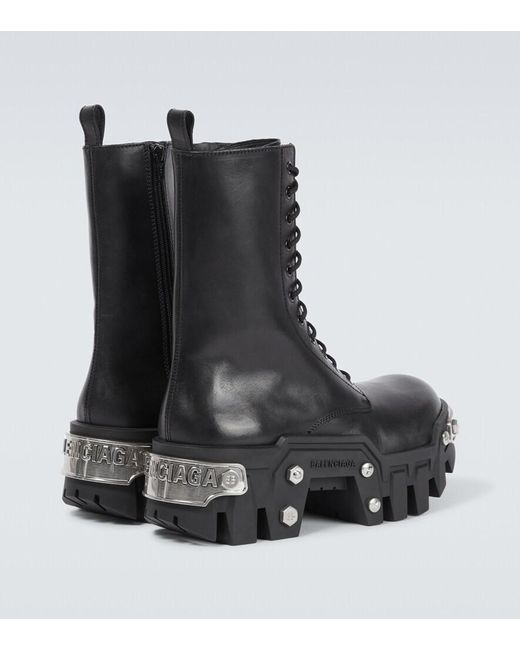 Balenciaga Bulldozer Leather Lace-up Boots in Black for Men | Lyst