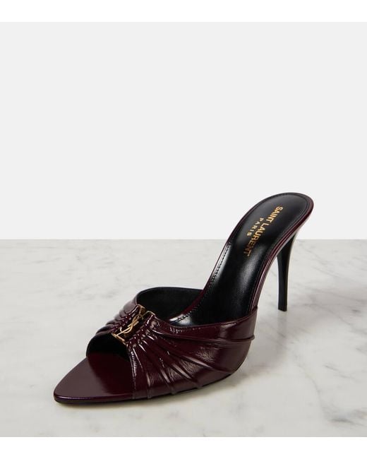 Saint Laurent Red Pantoletten Babylone Cassandre 90 Aus Leder
