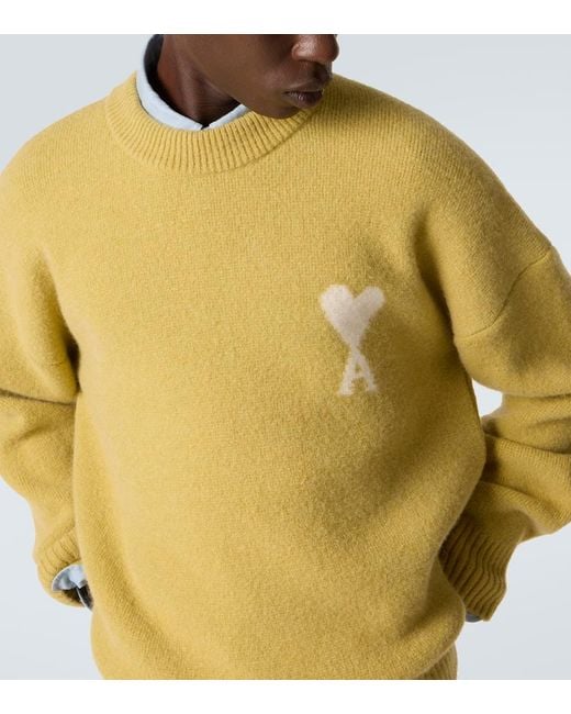 Pullover Ami De Cour di AMI in Yellow da Uomo