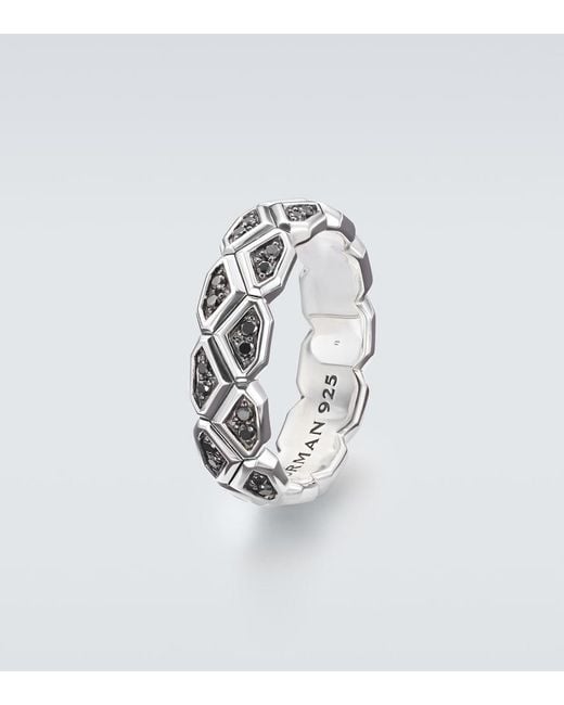 David Yurman White Hex Sterling Ring With Diamonds for men