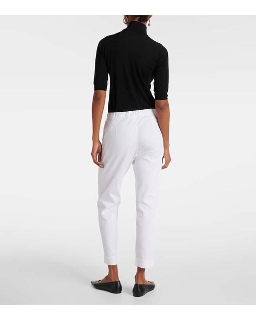 Pantalones slim Terreno Leisure de algodon Max Mara de color White
