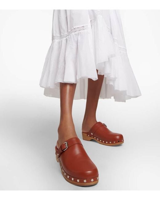Isabel Marant Red Thalie Leather Clogs
