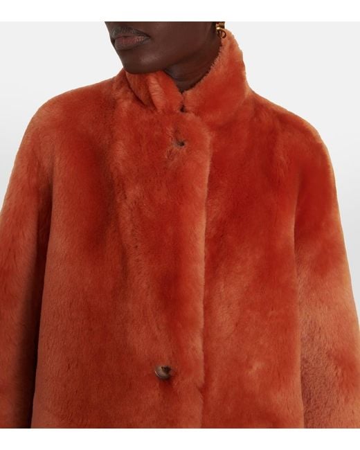 Joseph Orange Britanny Reversible Shearling Coat