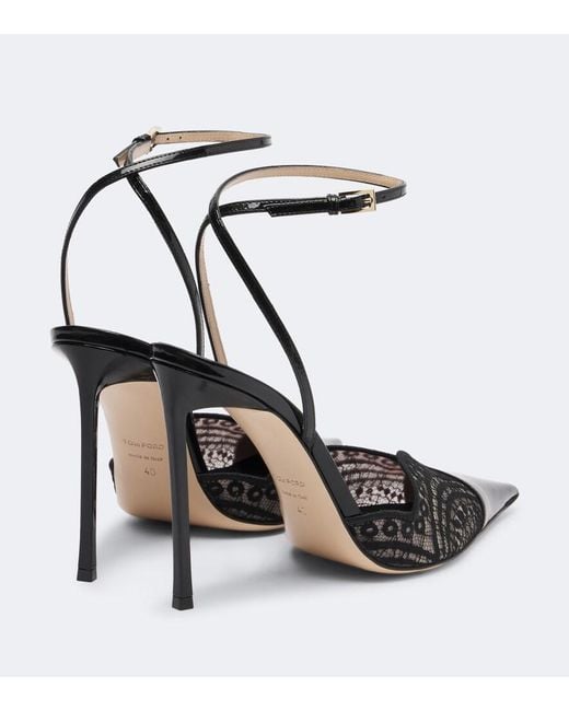 Tom Ford Black Lace And Patent Leather Pumps